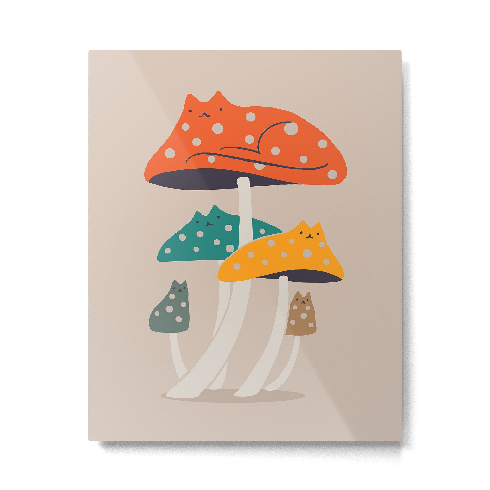 Cat and Plant 47: Mushroom Cats Metal Print Gallery Image 4