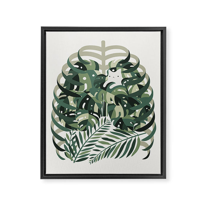 Cat and Plant 56 Framed Canvas Print Gallery Image 1