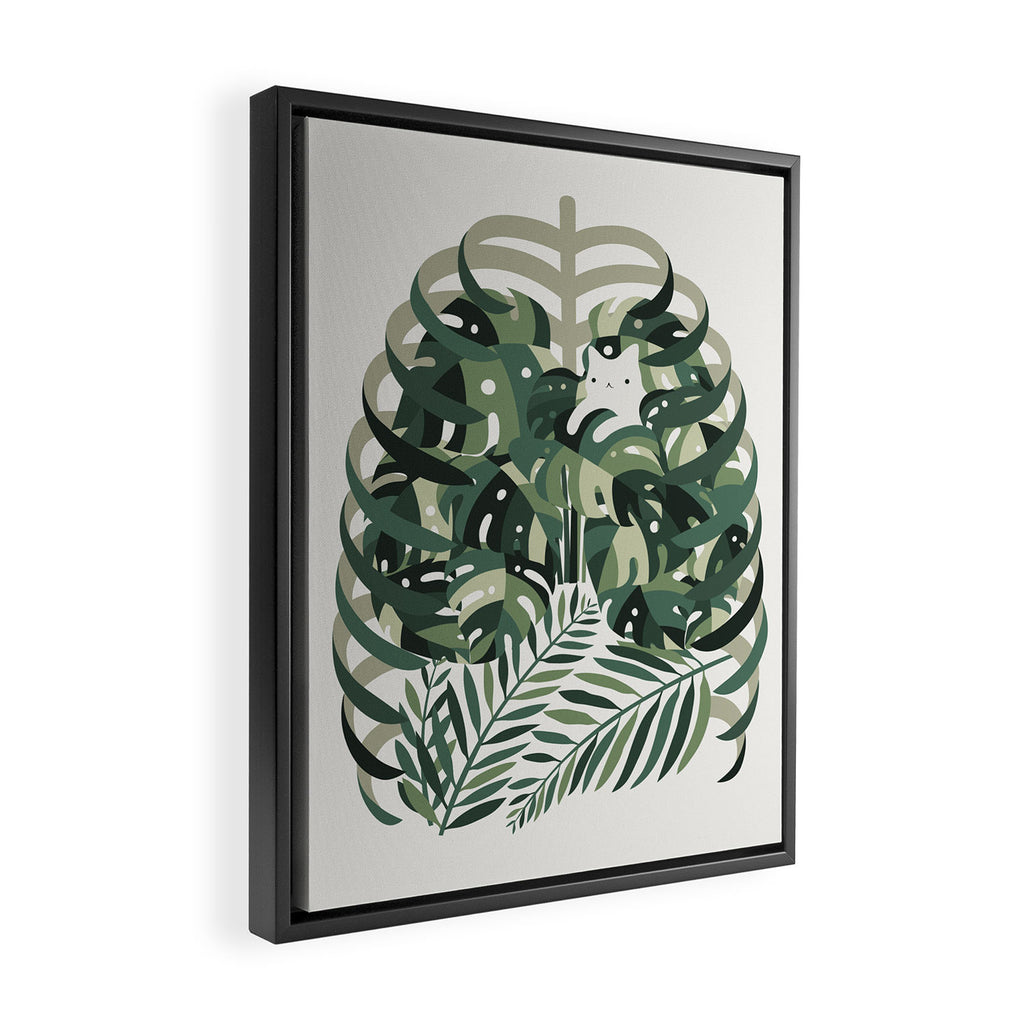 Cat and Plant 56 Framed Canvas Print Gallery Image 2