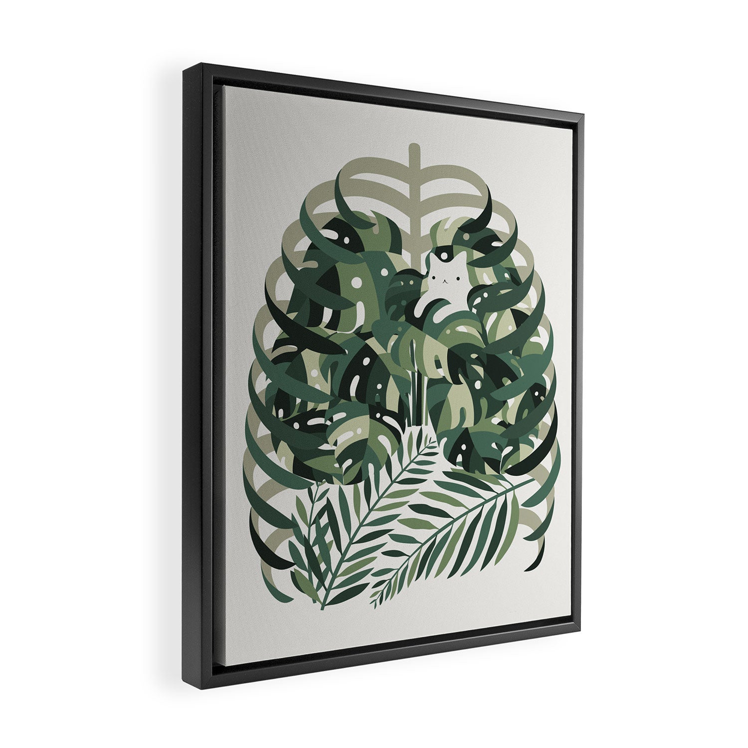 Cat and Plant 56 Framed Canvas Print Gallery Image 2