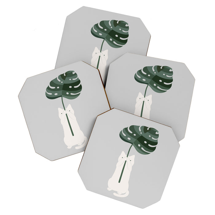 Cat and Plant 58 Coaster Gallery Image 1