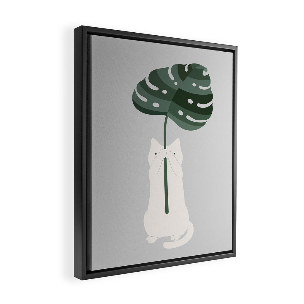 Cat and Plant 58 Framed Canvas Print Gallery Image 2