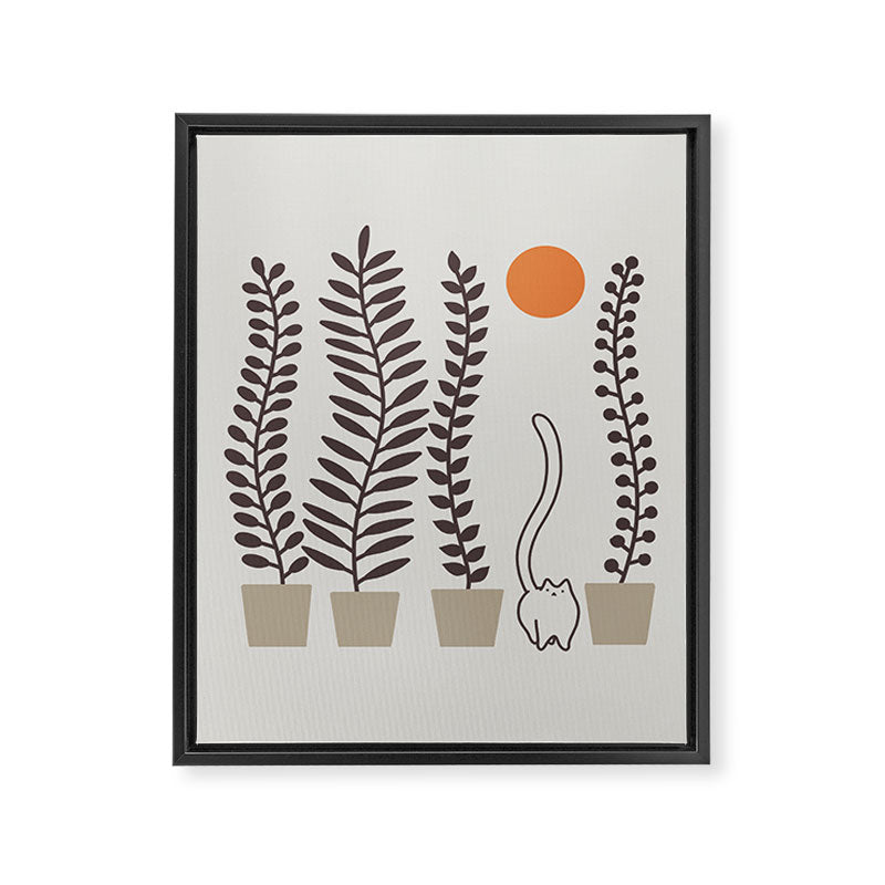 Cat and Plant 64: Dancing Tail Framed Canvas Print Gallery Image 8