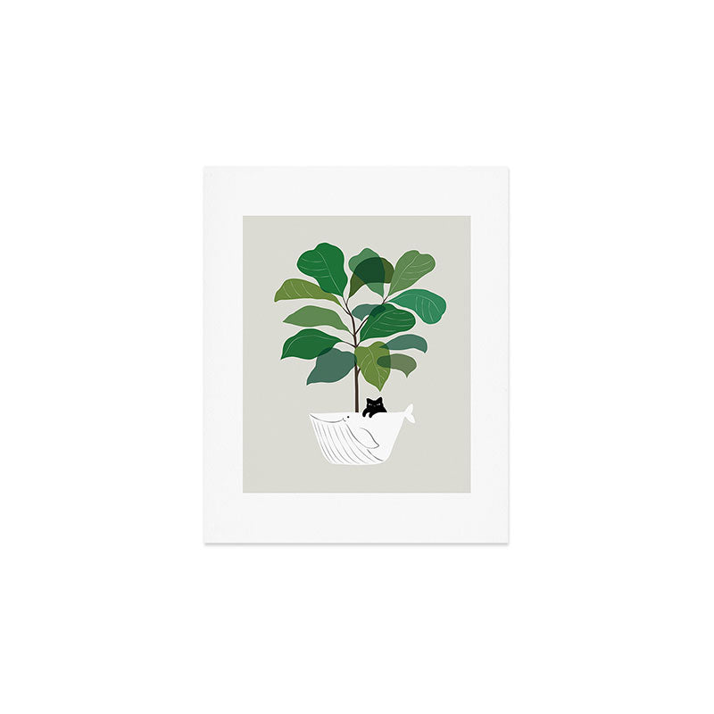 Cat and Plant 73: I got a Whale! Art Print Gallery Image 1