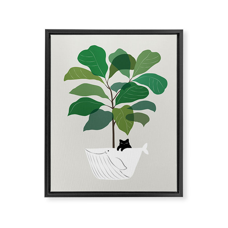Cat and Plant 73: I got a Whale! Framed Canvas Print Gallery Image 8