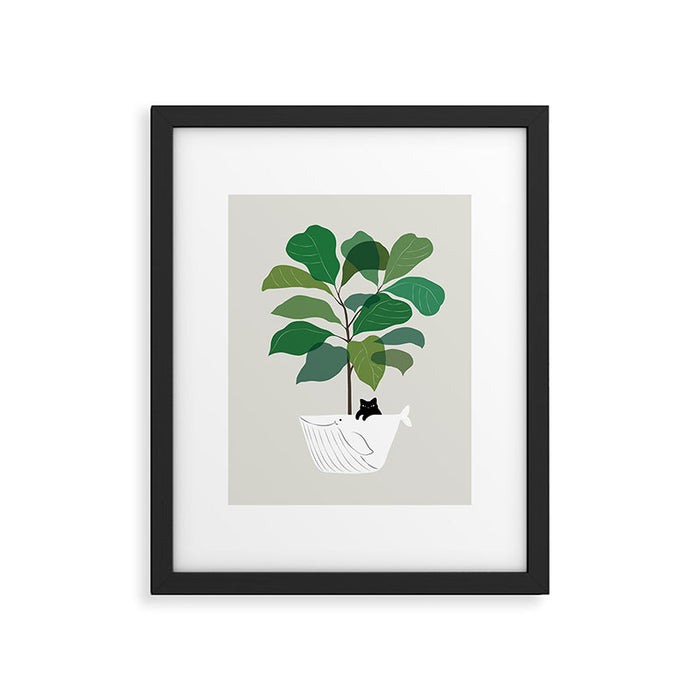 Cat and Plant 73: I got a Whale! Framed Art Print Gallery Image 1