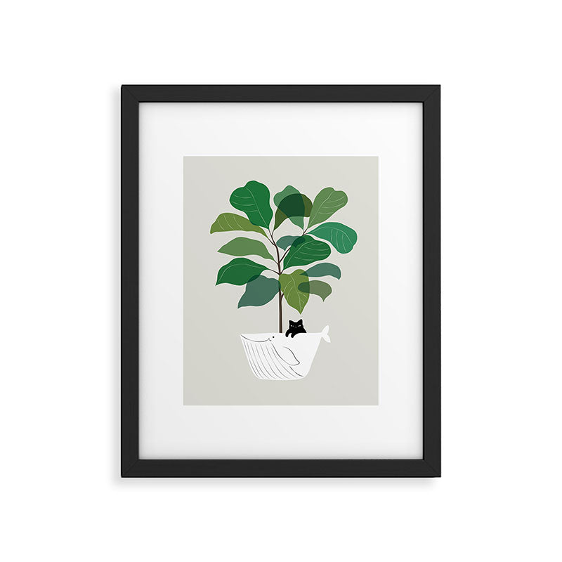 Cat and Plant 73: I got a Whale! Framed Art Print Gallery Image 4
