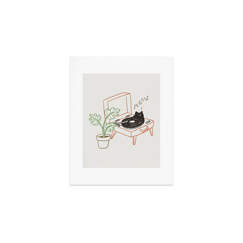 Cat and Plant 78: Vinyl Cat Art Print Gallery Image 1