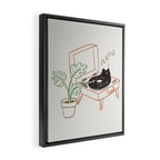 Cat and Plant 78: Vinyl Cat Framed Canvas Print Gallery Image 2