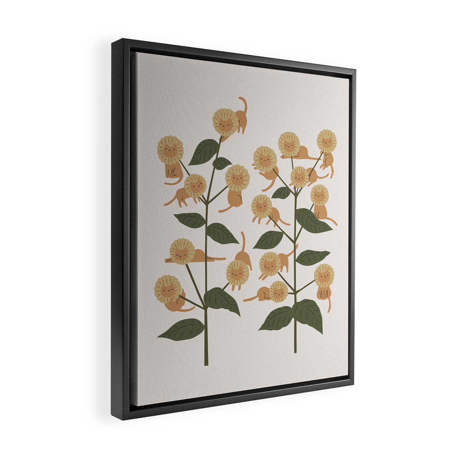 Cat and Plant 7B Framed Canvas Print Gallery Image 2