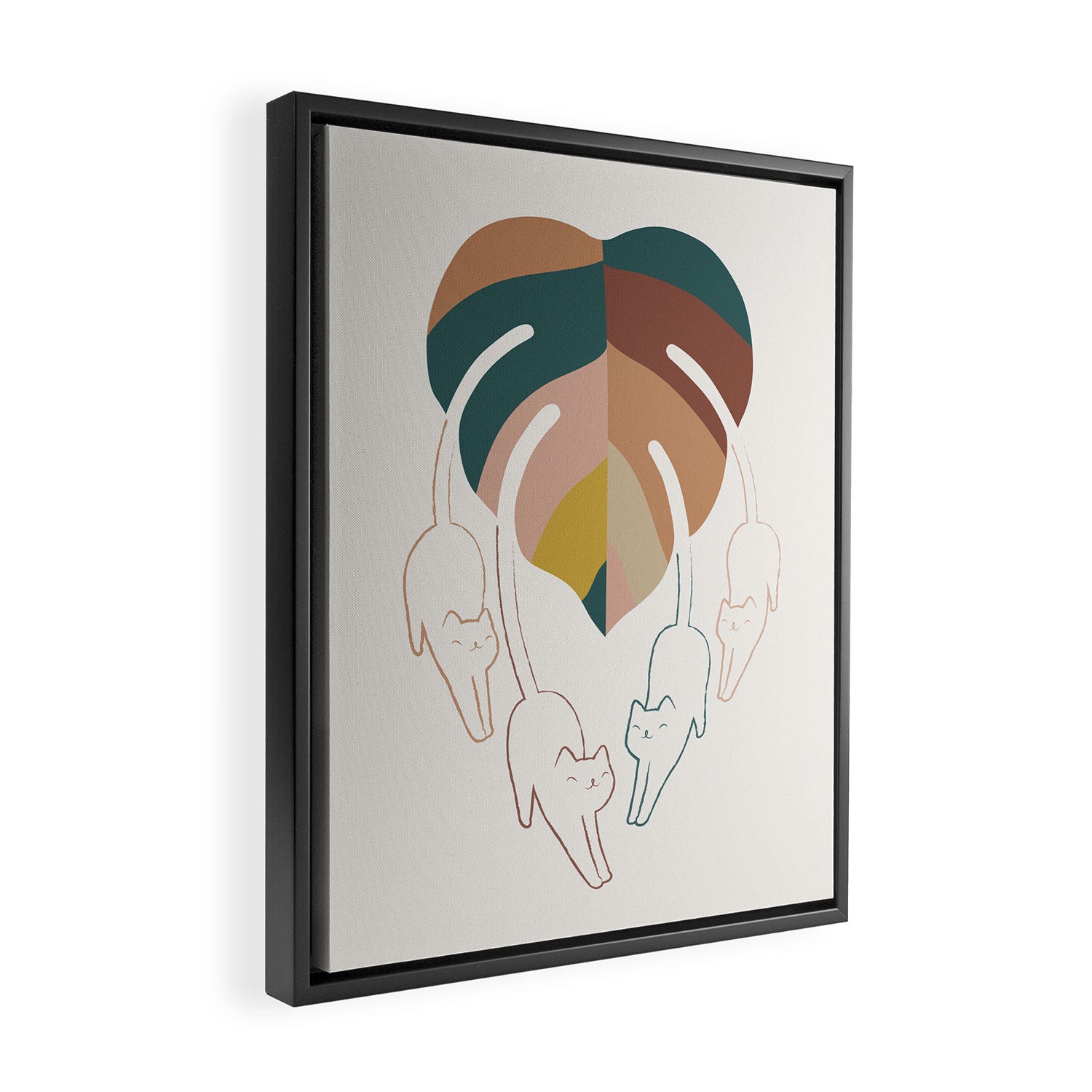 Cat and Plant 8 Framed Canvas Print Gallery Image 2