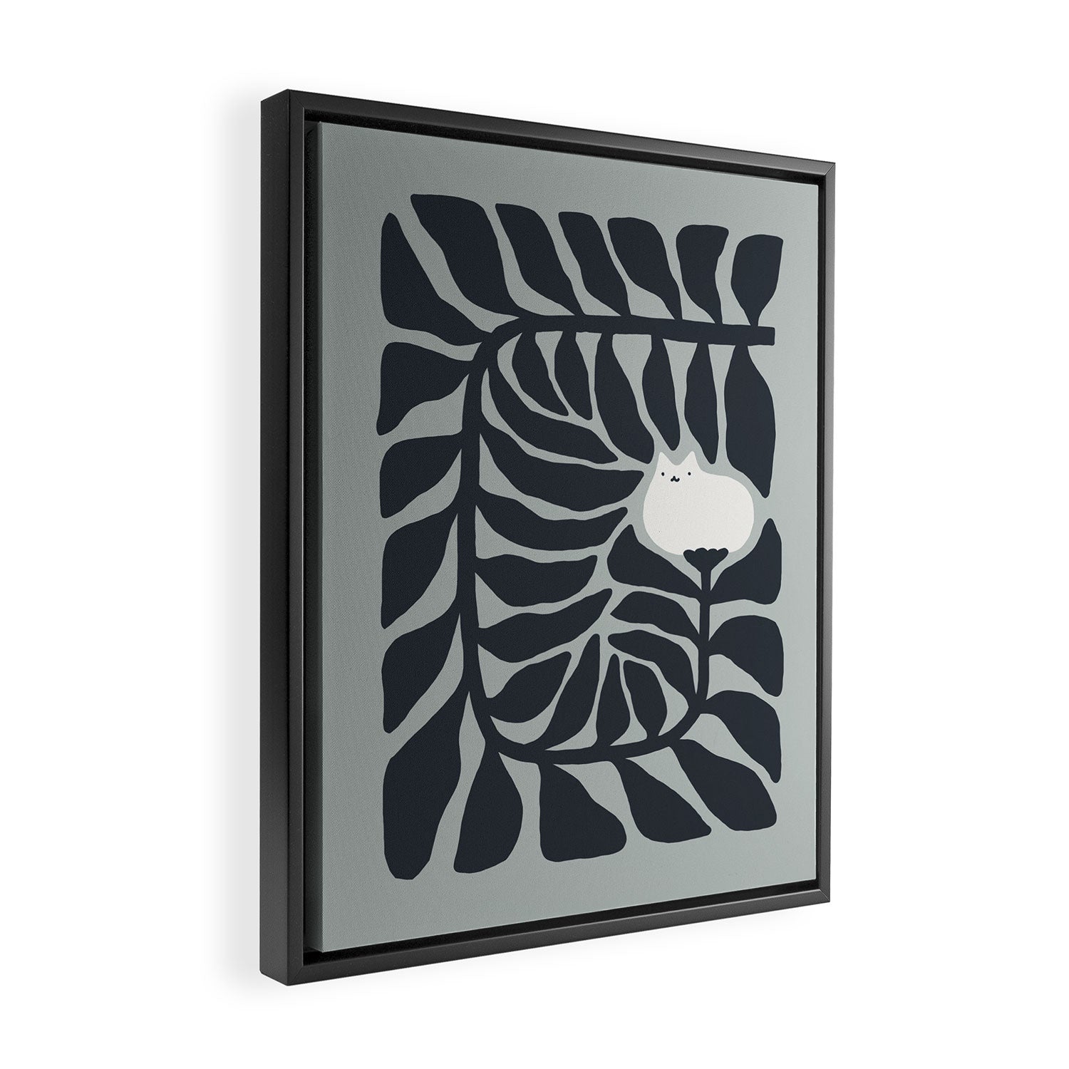 Cat and Plant 81 Framed Canvas Print Gallery Image 2