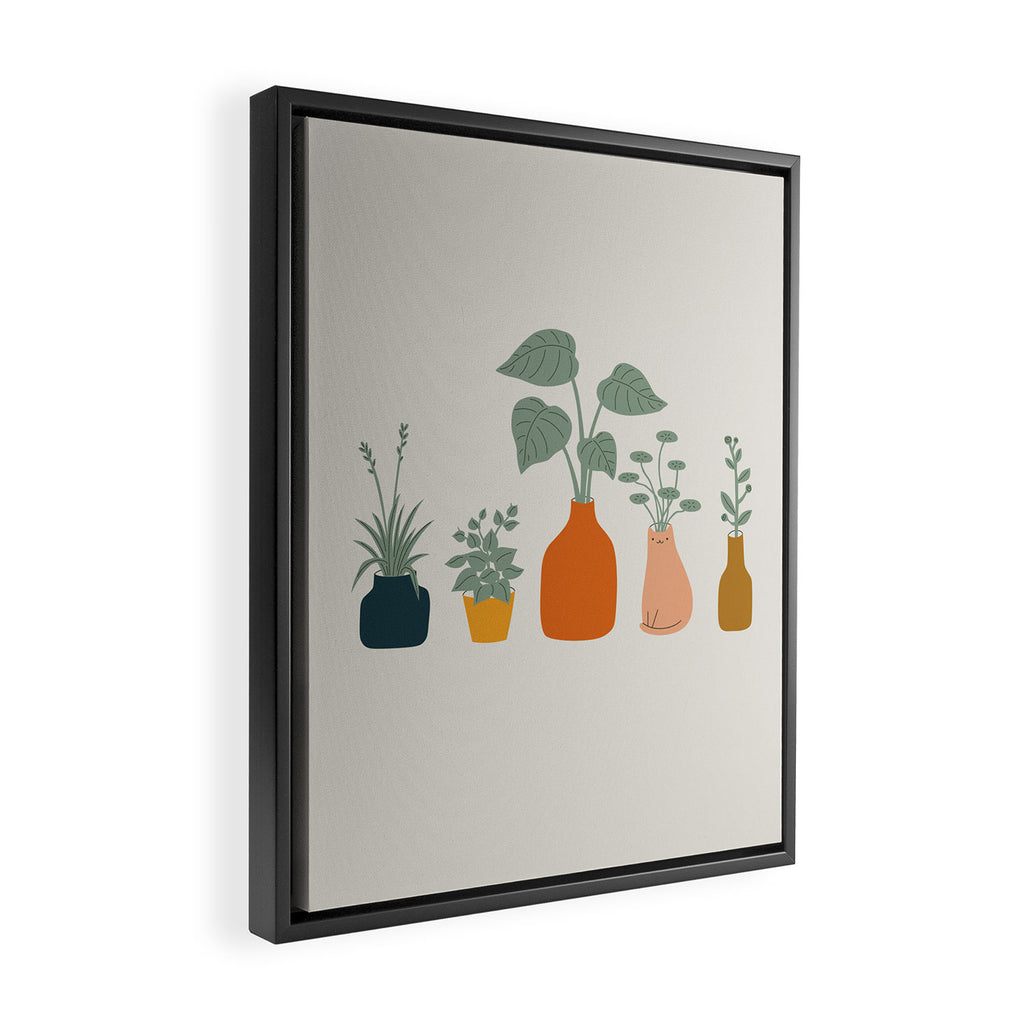 Cat and Plant 9 Framed Canvas Print Gallery Image 2