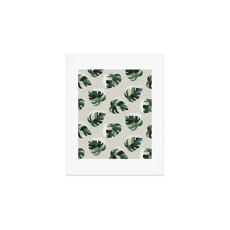 Cat and Plant Pattern 3 Art Print Gallery Image 1