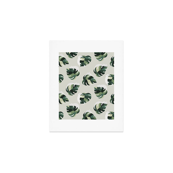 Cat and Plant Pattern 3 Art Print Gallery Image 1