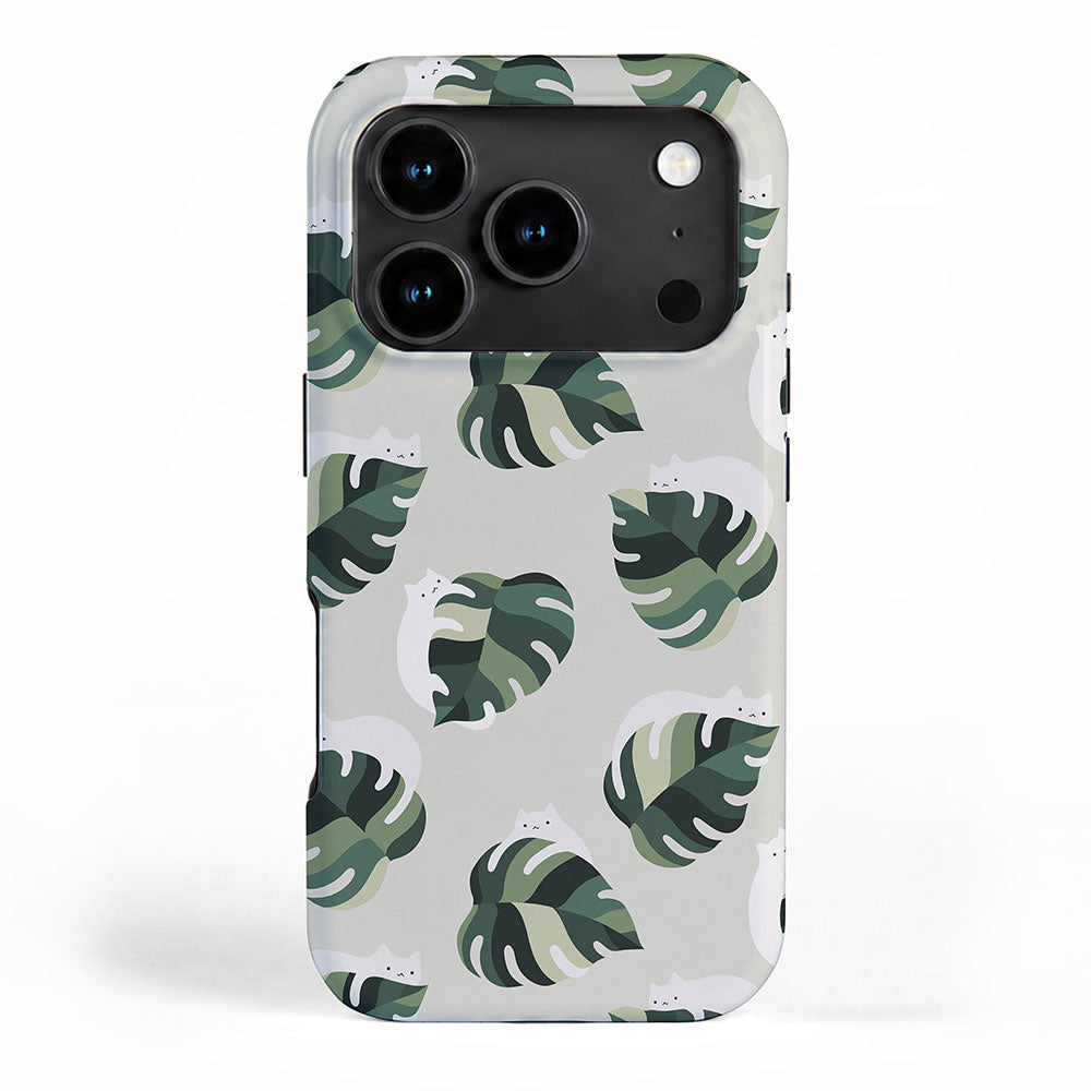 Cat and Plant Pattern 3 iPhone Case Gallery Image 1