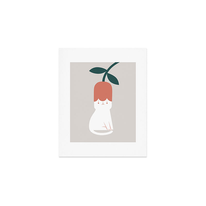 Cat and Plants: Flower Fragrance  Art Print Gallery Image 1