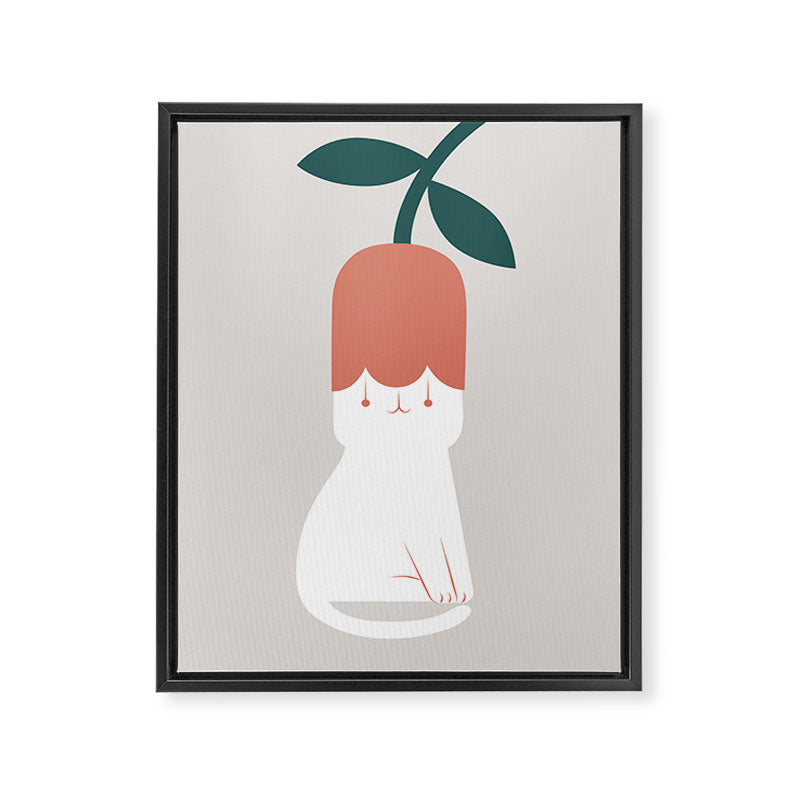 Cat and Plants: Flower Fragrance  Framed Canvas Print Gallery Image 6