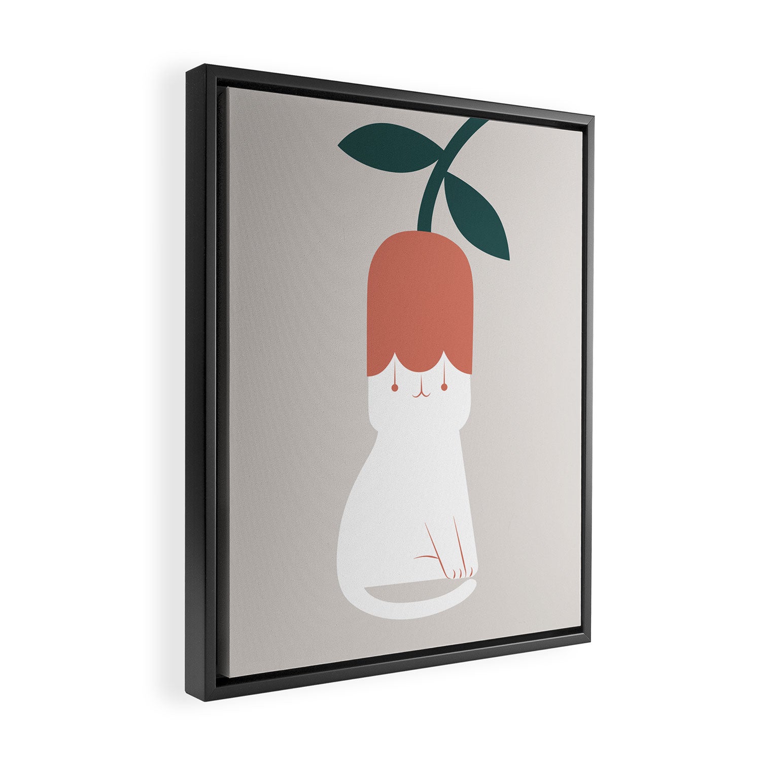 Cat and Plants: Flower Fragrance  Framed Canvas Print Gallery Image 2