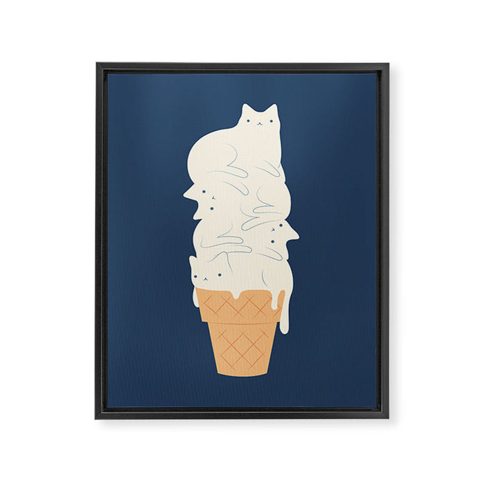 Cat ice cream 2024 Framed Canvas Print Gallery Image 1