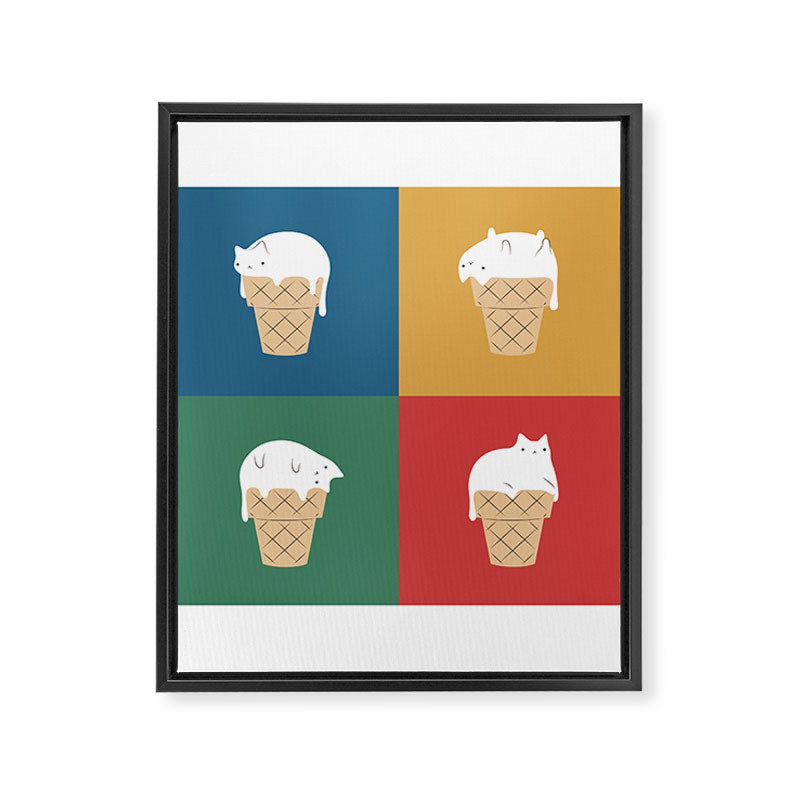 Cat Ice Cream 2x2 Framed Canvas Print Gallery Image 8