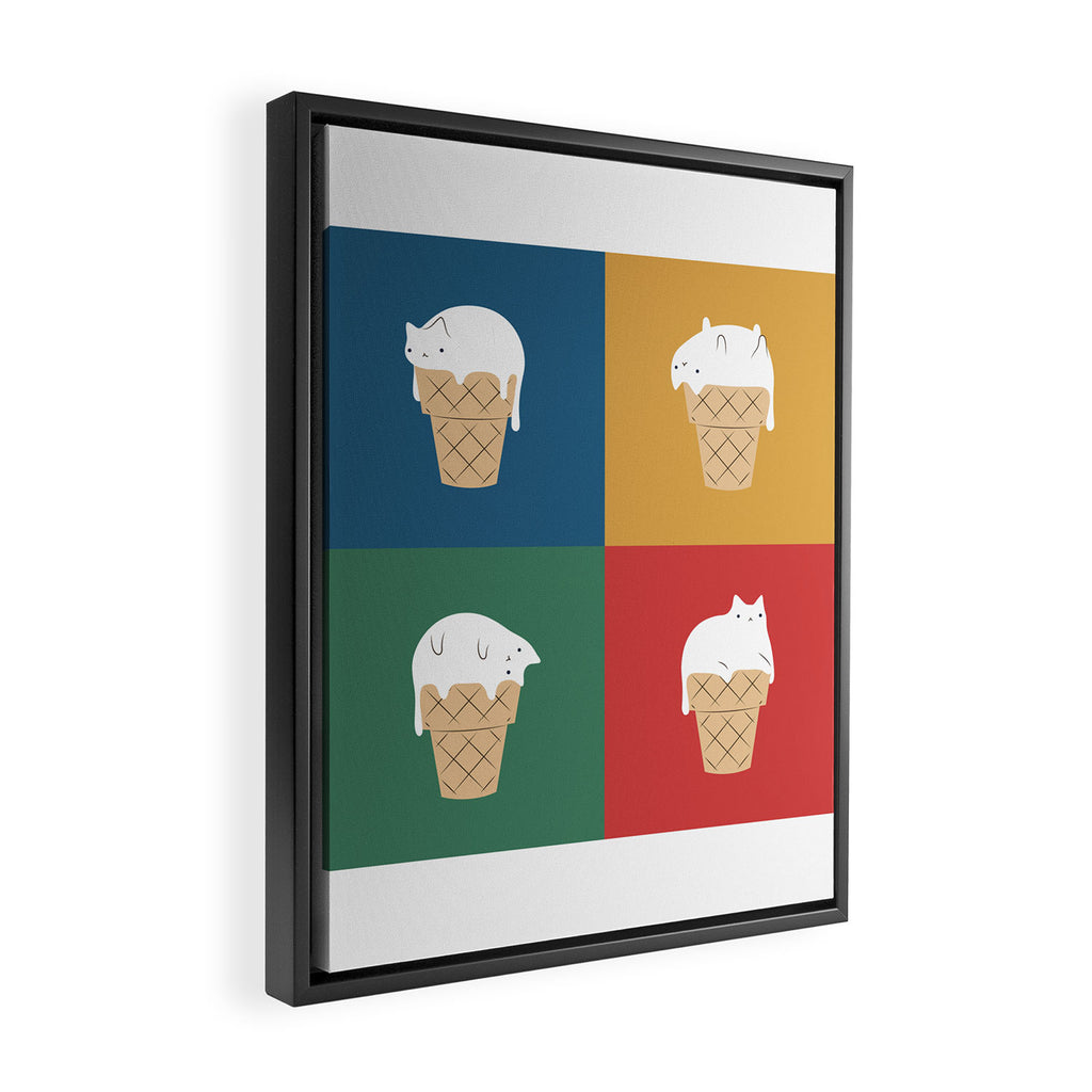 Cat Ice Cream 2x2 Framed Canvas Print Gallery Image 2