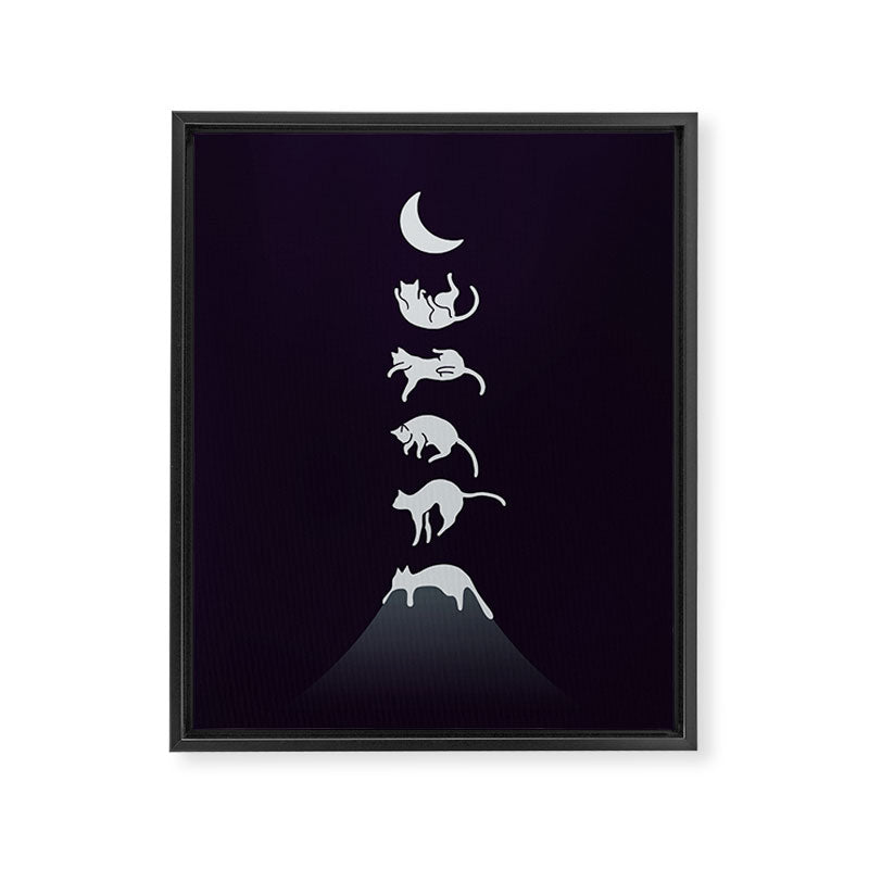 Cat Landscape 103: Falling Cat Moon Framed Canvas Print Gallery Image 6