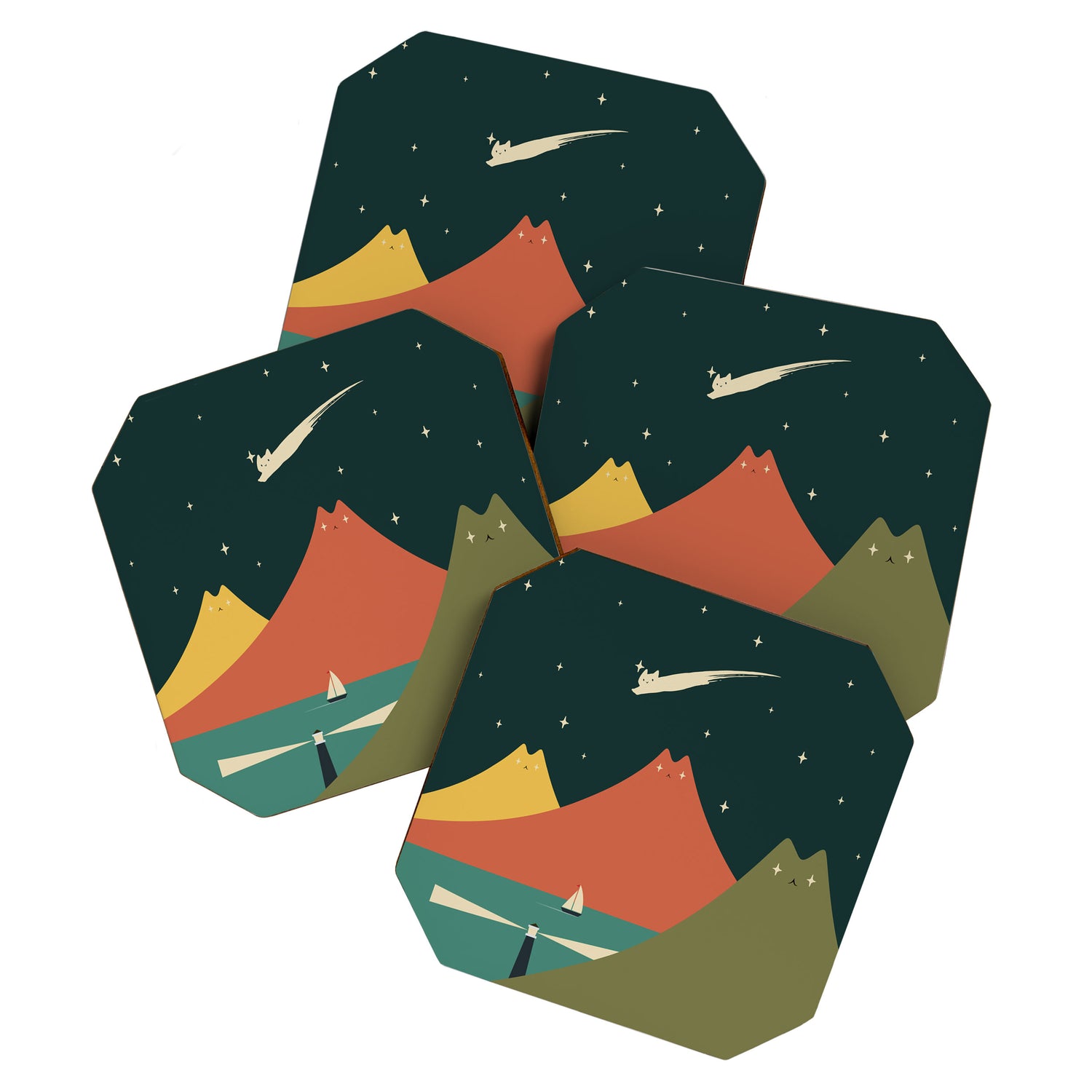 Cat Landscape 130 Coaster Gallery Image 1