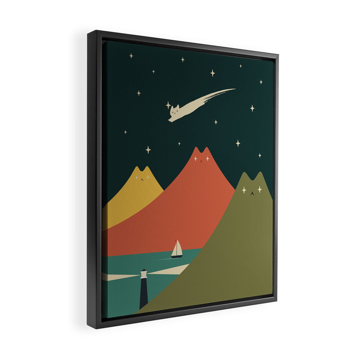 Cat Landscape 130 Framed Canvas Print Gallery Image 2