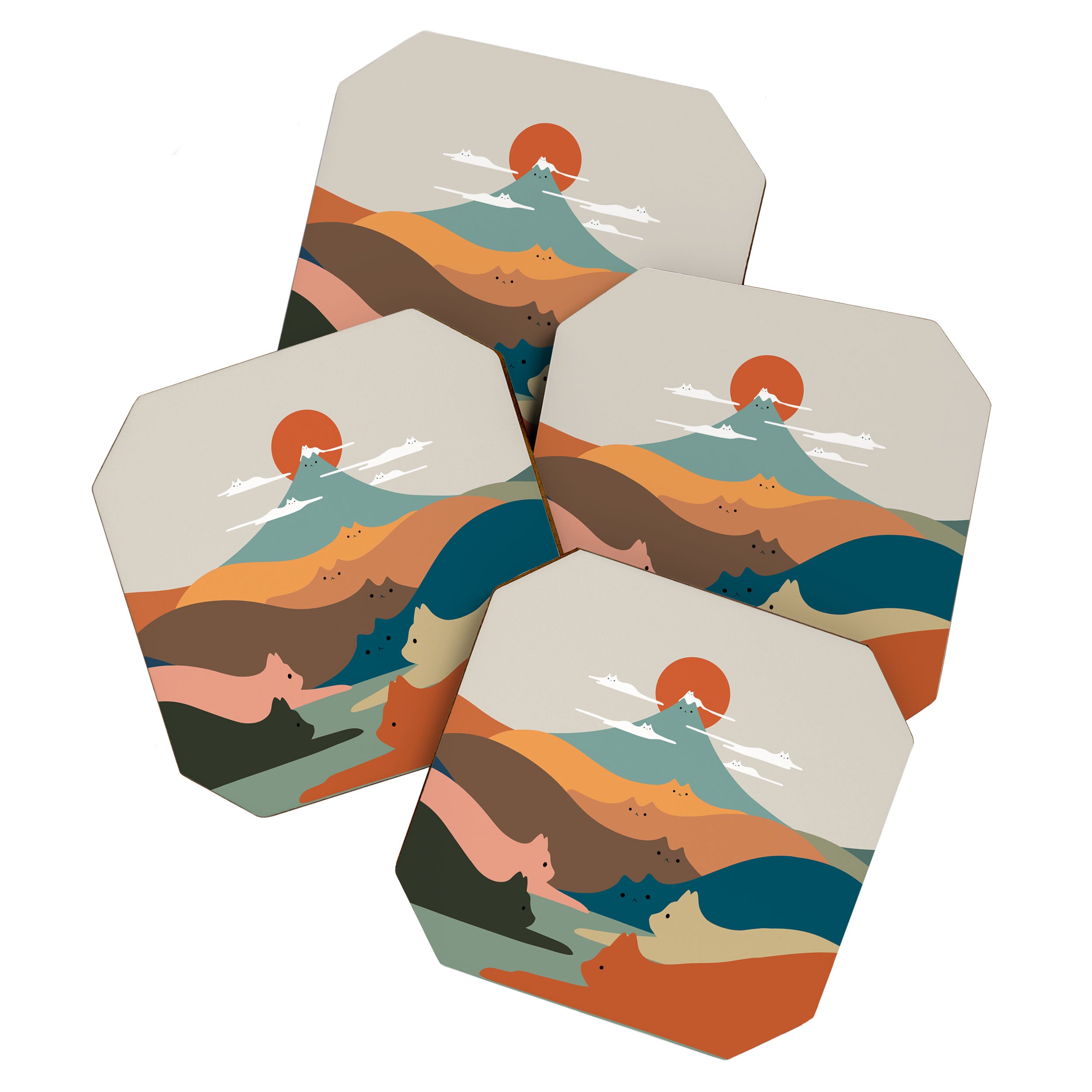 Cat Landscape 132 Coaster Gallery Image 1
