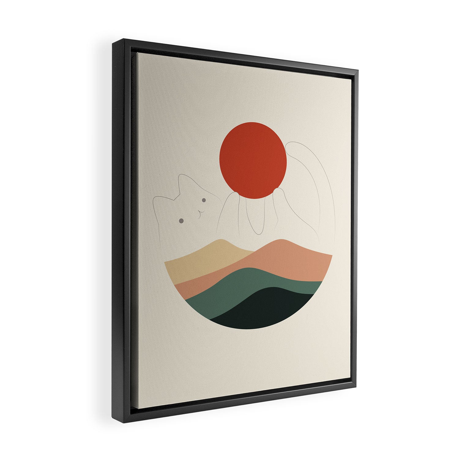 Cat Landscape 137: Holding up the Sun for you Framed Canvas Print Gallery Image 2