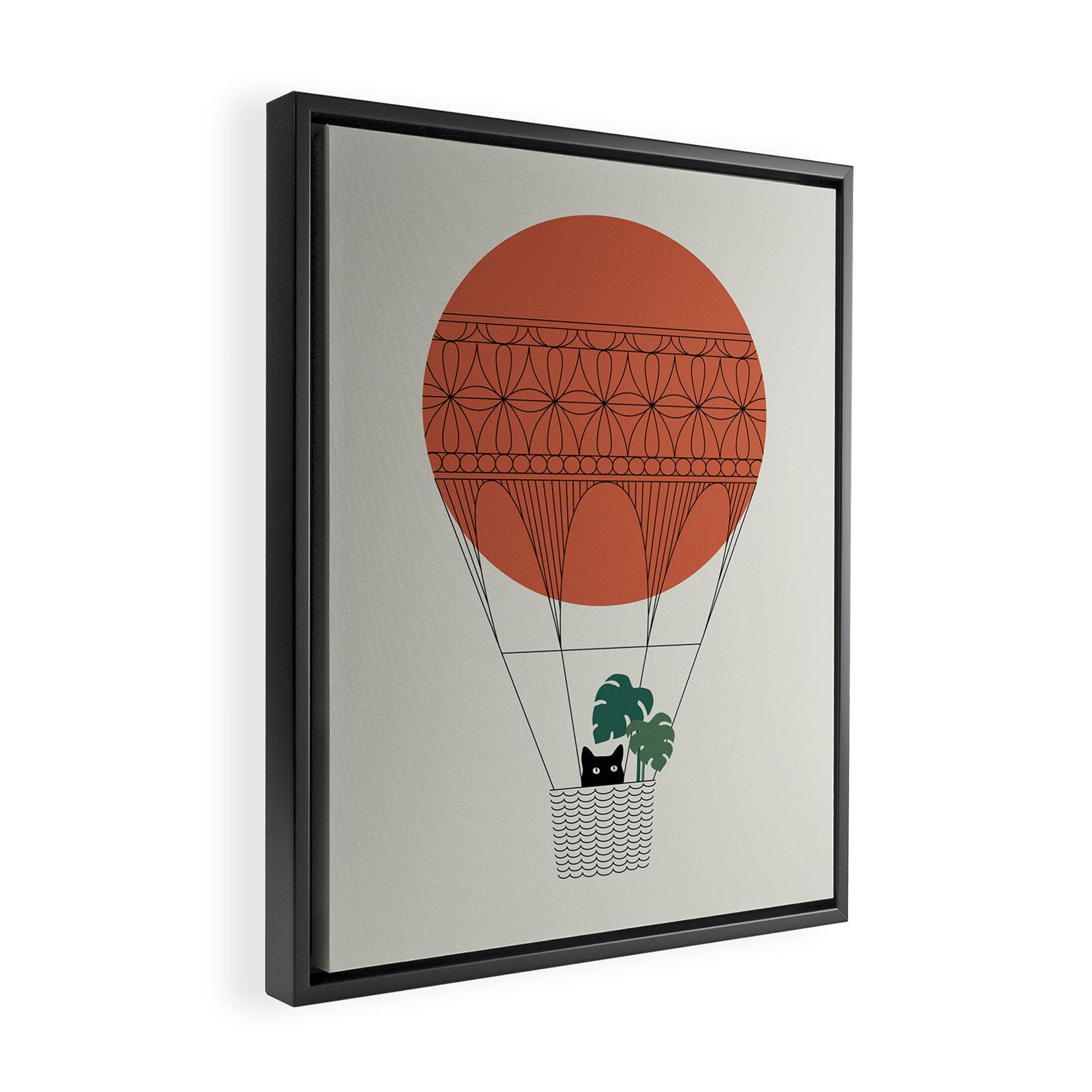 Cat Landscape 138: Hot Sun Balloon Framed Canvas Print Gallery Image 2