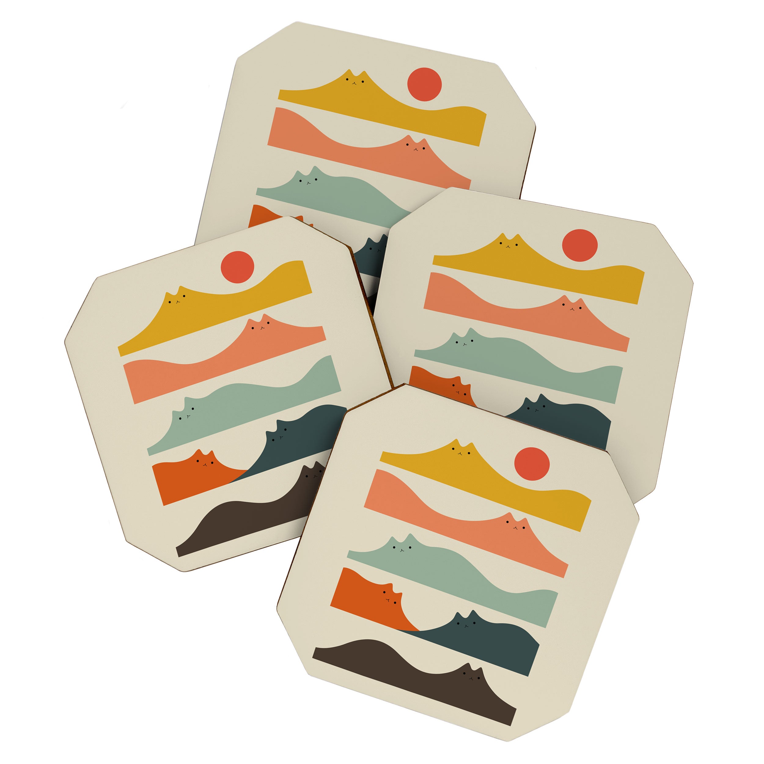 Cat Landscape 141 Coaster Gallery Image 1