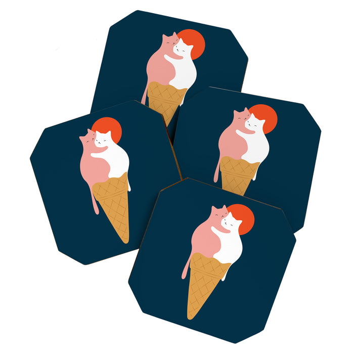 Cat Landscape 145: Strawberry & Vanilla Coaster Gallery Image 1