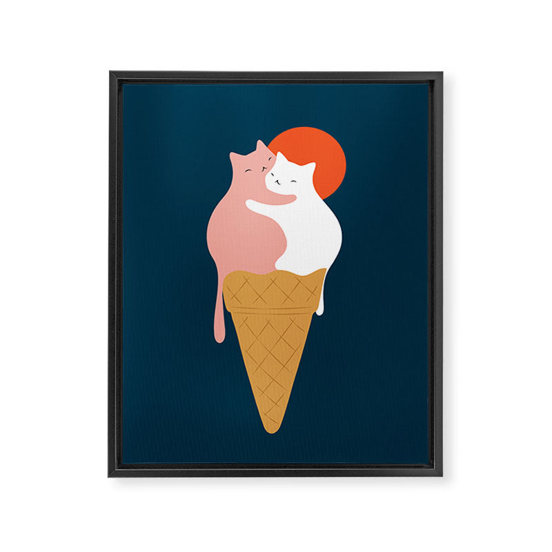 Cat Landscape 145: Strawberry & Vanilla Framed Canvas Print Gallery Image 6