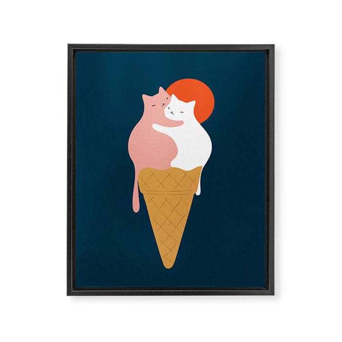 Cat Landscape 145: Strawberry & Vanilla Framed Canvas Print Gallery Image 1
