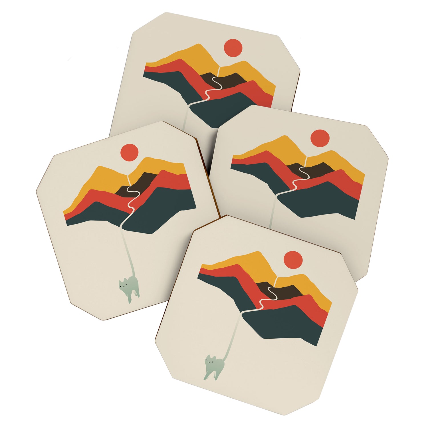 Cat Landscape 149 Coaster Gallery Image 1