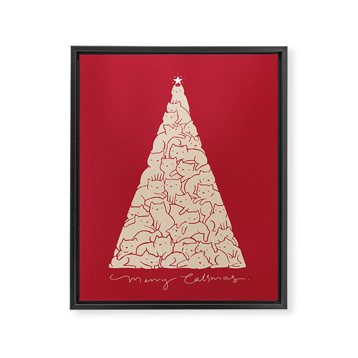 Cat Landscape 169: Merry Catsmas Framed Canvas Print Gallery Image 1
