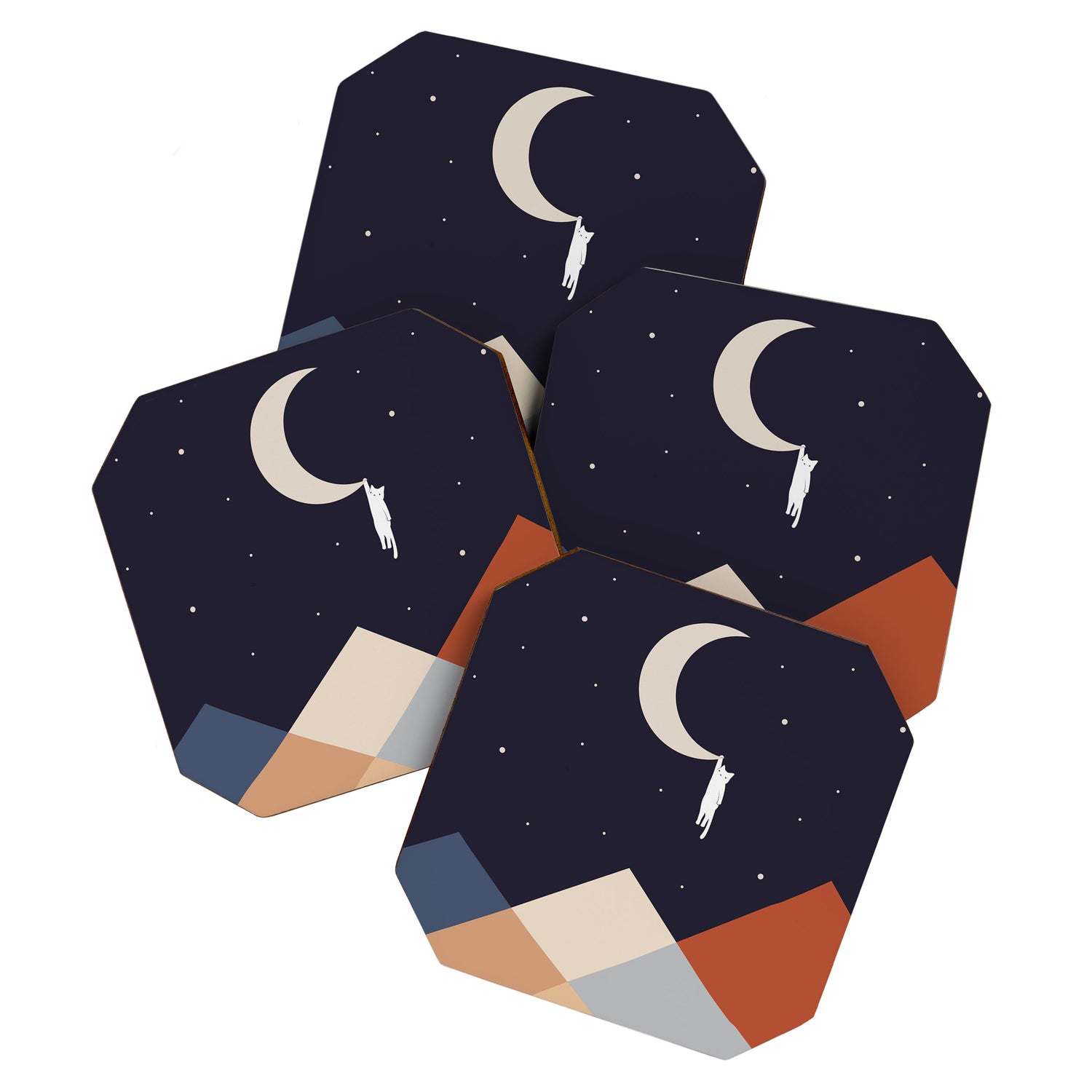 Cat Landscape 176 Hang on the Moon Coaster Gallery Image 1