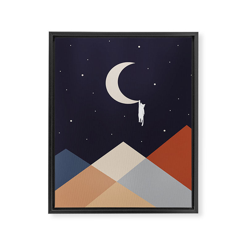 Cat Landscape 176 Hang on the Moon Framed Canvas Print Gallery Image 8
