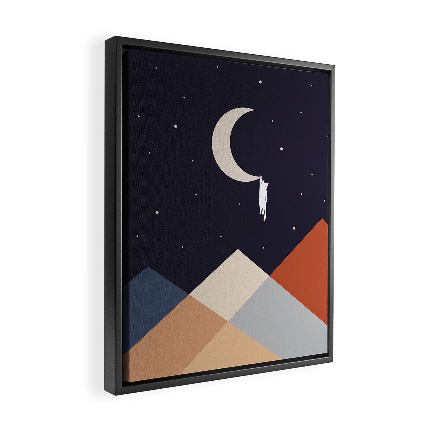 Cat Landscape 176 Hang on the Moon Framed Canvas Print Gallery Image 2