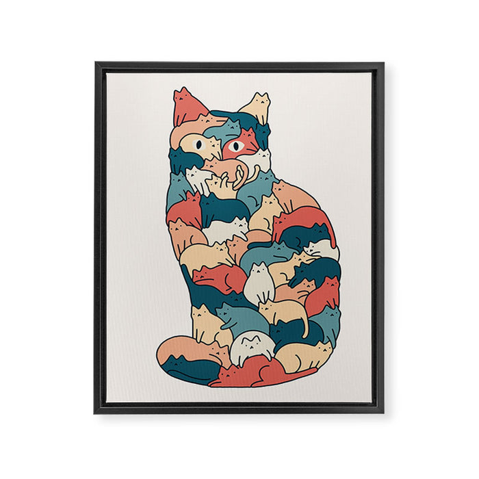 Cat Landscape 185: How many cats? Framed Canvas Print Gallery Image 1
