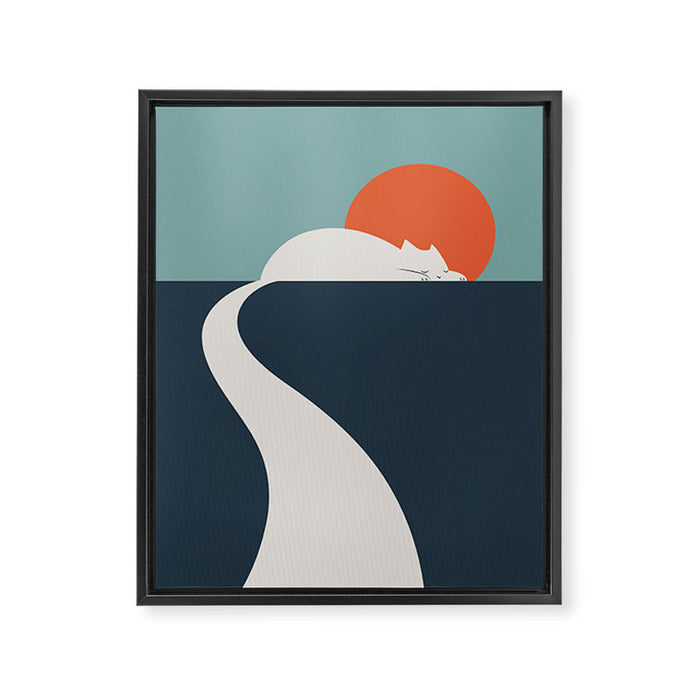 Cat Landscape 3 : Cat road Framed Canvas Print Gallery Image 1