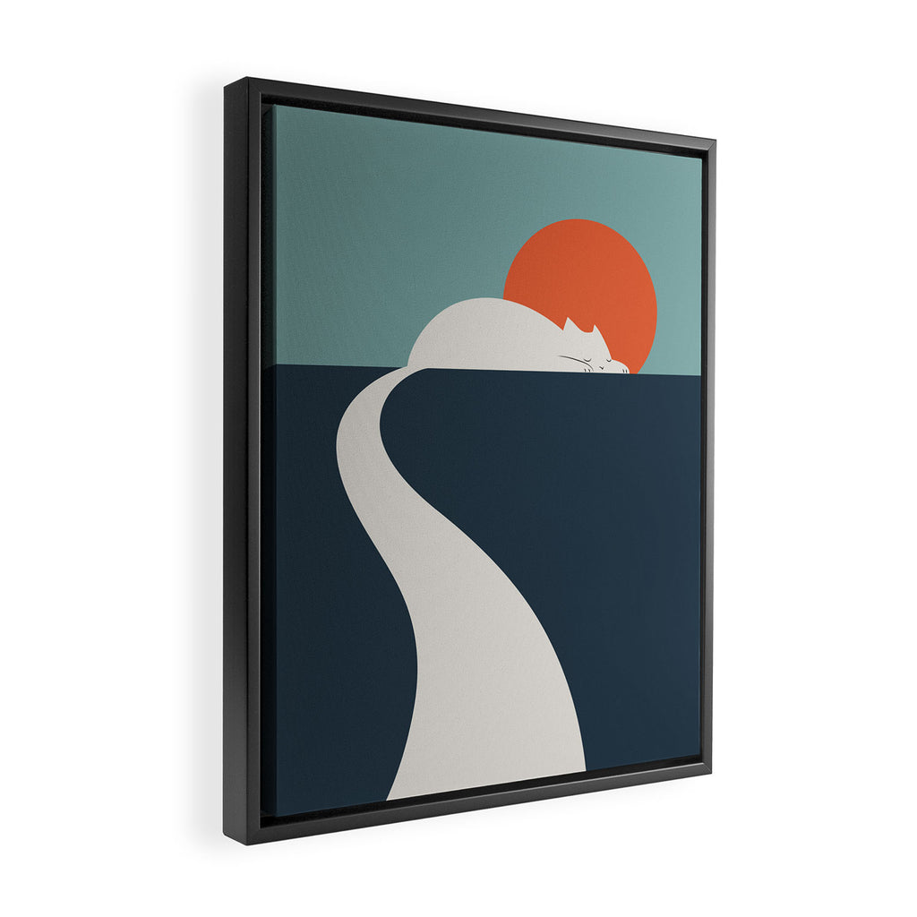 Cat Landscape 3 : Cat road Framed Canvas Print Gallery Image 2