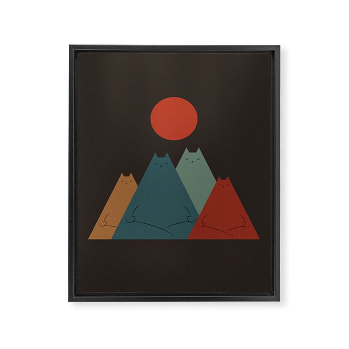 Cat Landscape 64: Group Meowditation Framed Canvas Print Gallery Image 1