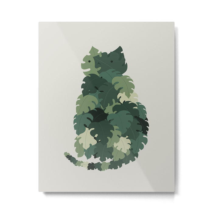 Cat Plants: Meowstera Metal Print Gallery Image 1