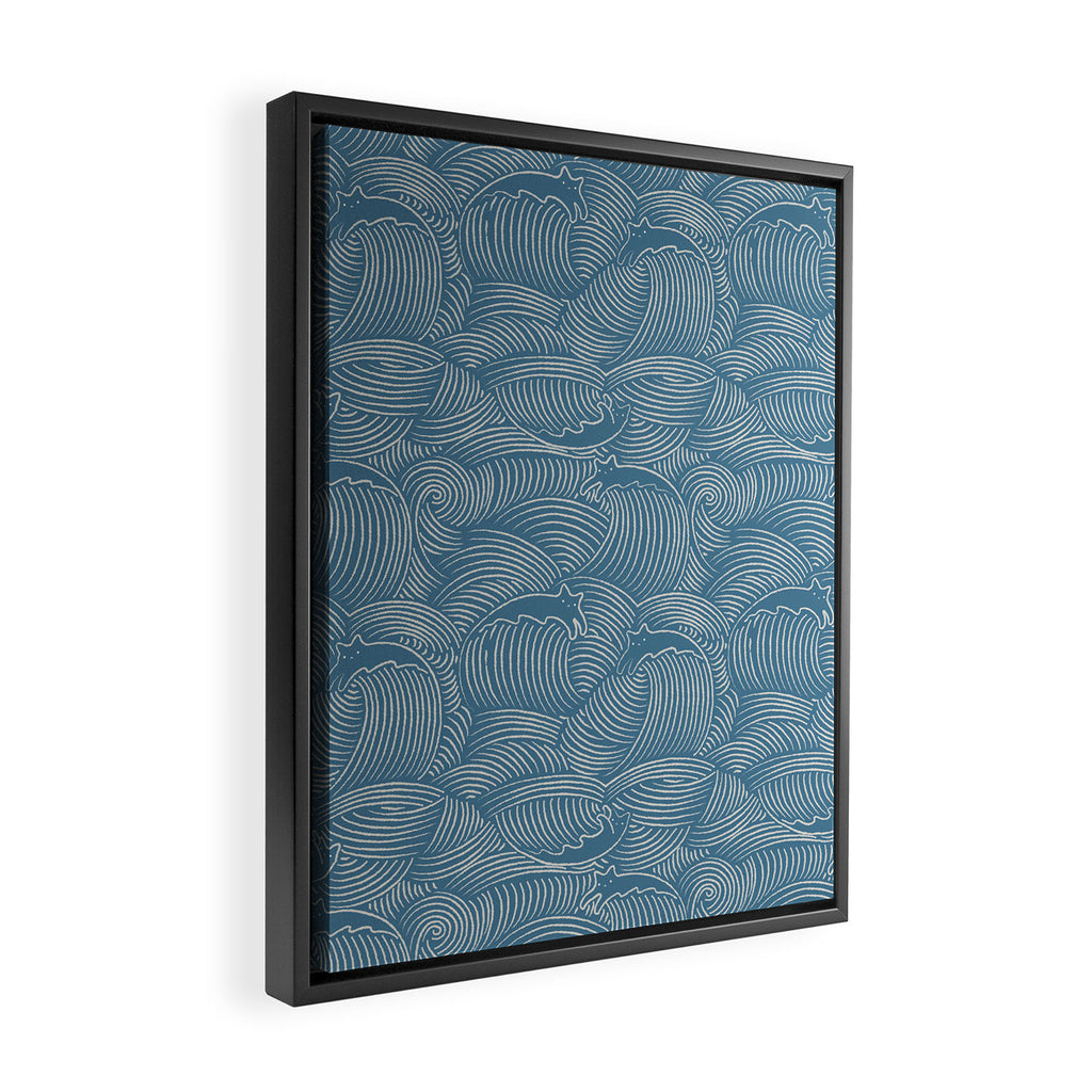 Cat Waves Pattern 2 Framed Canvas Print Gallery Image 2