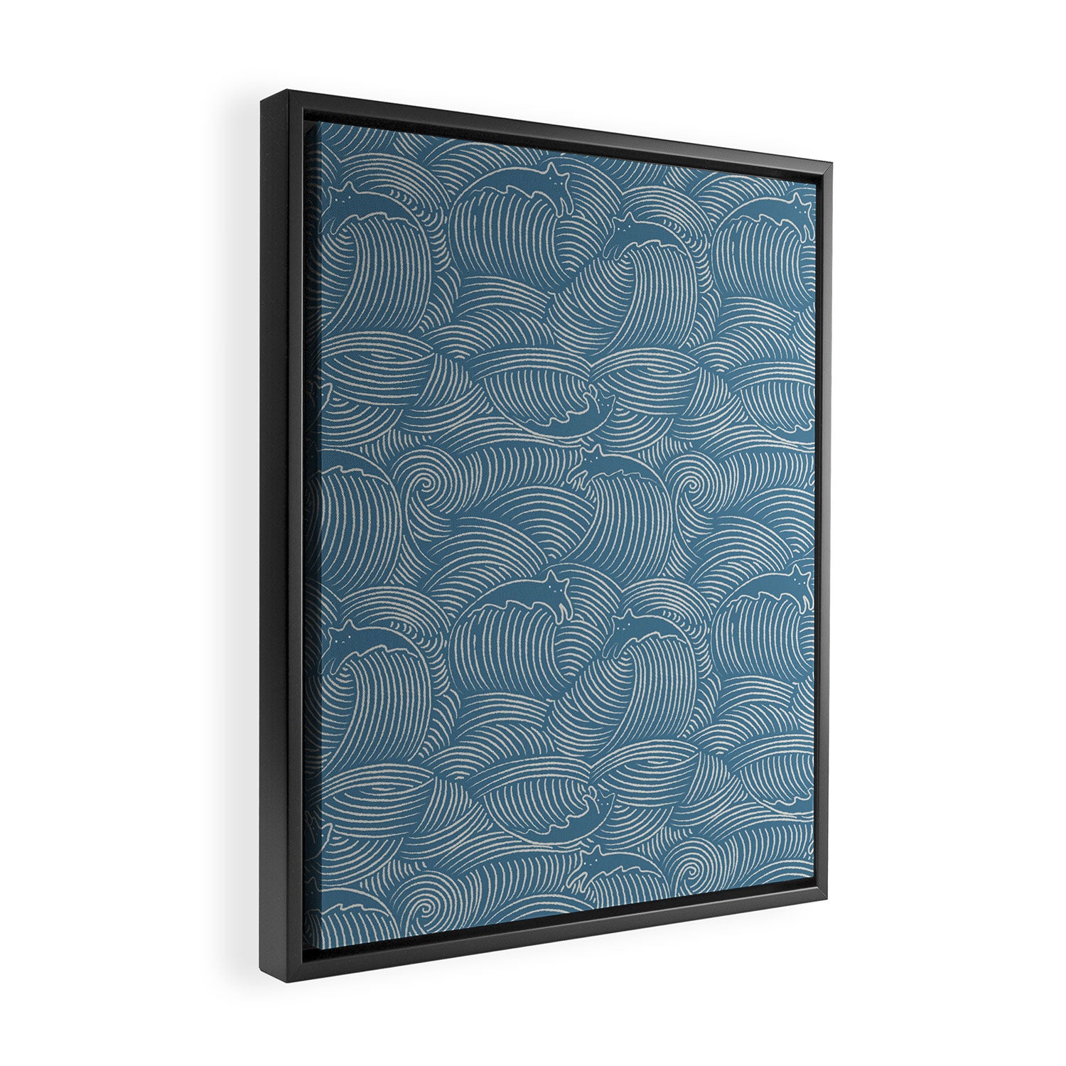 Cat Waves Pattern 2 Framed Canvas Print Gallery Image 2