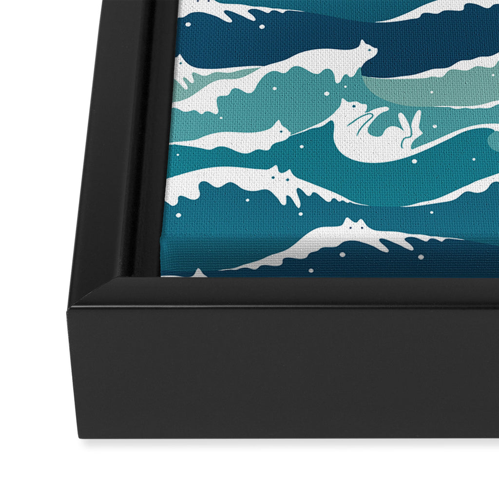 Cat waves pattern Framed Canvas Print Gallery Image 3