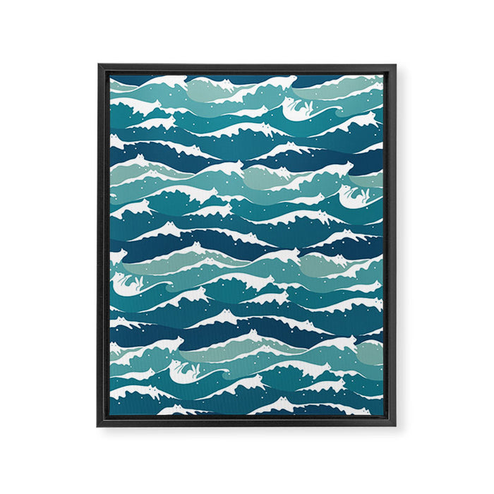 Cat waves pattern Framed Canvas Print Gallery Image 1